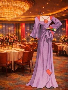 Sophie’s Closet Greeting Card Purple Gown With Gemmed Champagne Pin  Vintage